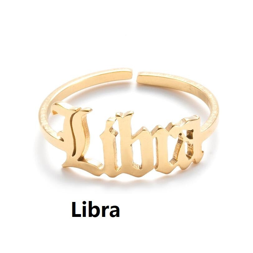 Wholesale Stainless steel retro twelve zodiac simple open ring